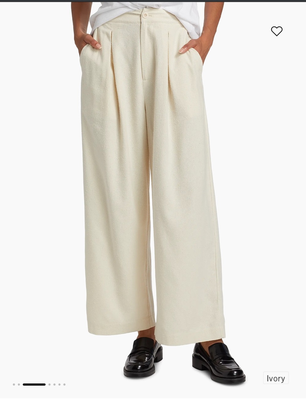 Jenni Kayne Ivory Textured Silk Wide-Leg Trousers - size 4